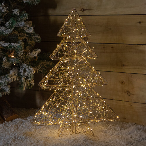 Premier 60cm Gold Light Up Christmas Tree 300 Warm White LED Timer 2