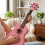23" Concert Beginners Ukulele with Felt Pick & Spare Strings Pink 8