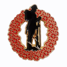 Red Flowers Wreath Veteran Soldier Lapel Pin Remembrance Day Badge Brooch Gifts Memorabilia