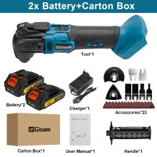 Gisam Outil Multi-Fonction Oscillant, 20000OPM, 740W, Sans Fil, Compatible Batterie 18V Makita, Lot de 2 Batteries