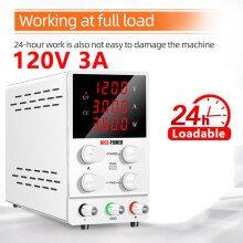 NICE-POWER Alimentation à découpage DC, 30V 10A, Régulateur de tension réglable avec affichage LED, Blanc