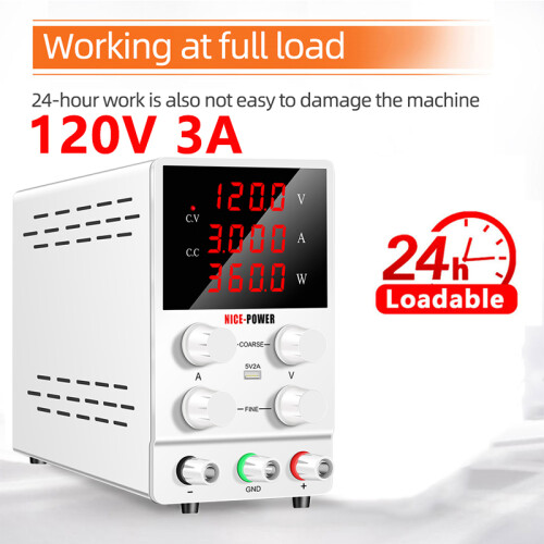 NICE-POWER Alimentation à découpage DC, 30V 10A, Régulateur de tension réglable avec affichage LED, Blanc