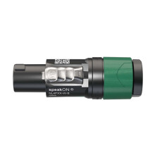 4-polet speakON-kabelkontakt, skruklemme, strekkavlastning av chuck-type for kabeldiameter 6 til 12 mm