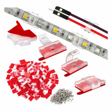 LED Strip Light Mounting Clips, 100PCS with Screws & Self-Adhesive Tape, Indoor
