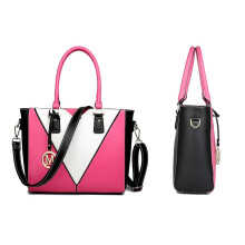 Miss Lulu Sac à main Shopper, Design en V, Bandoulière amovible, Cuir synthétique, Rouge Pastèque