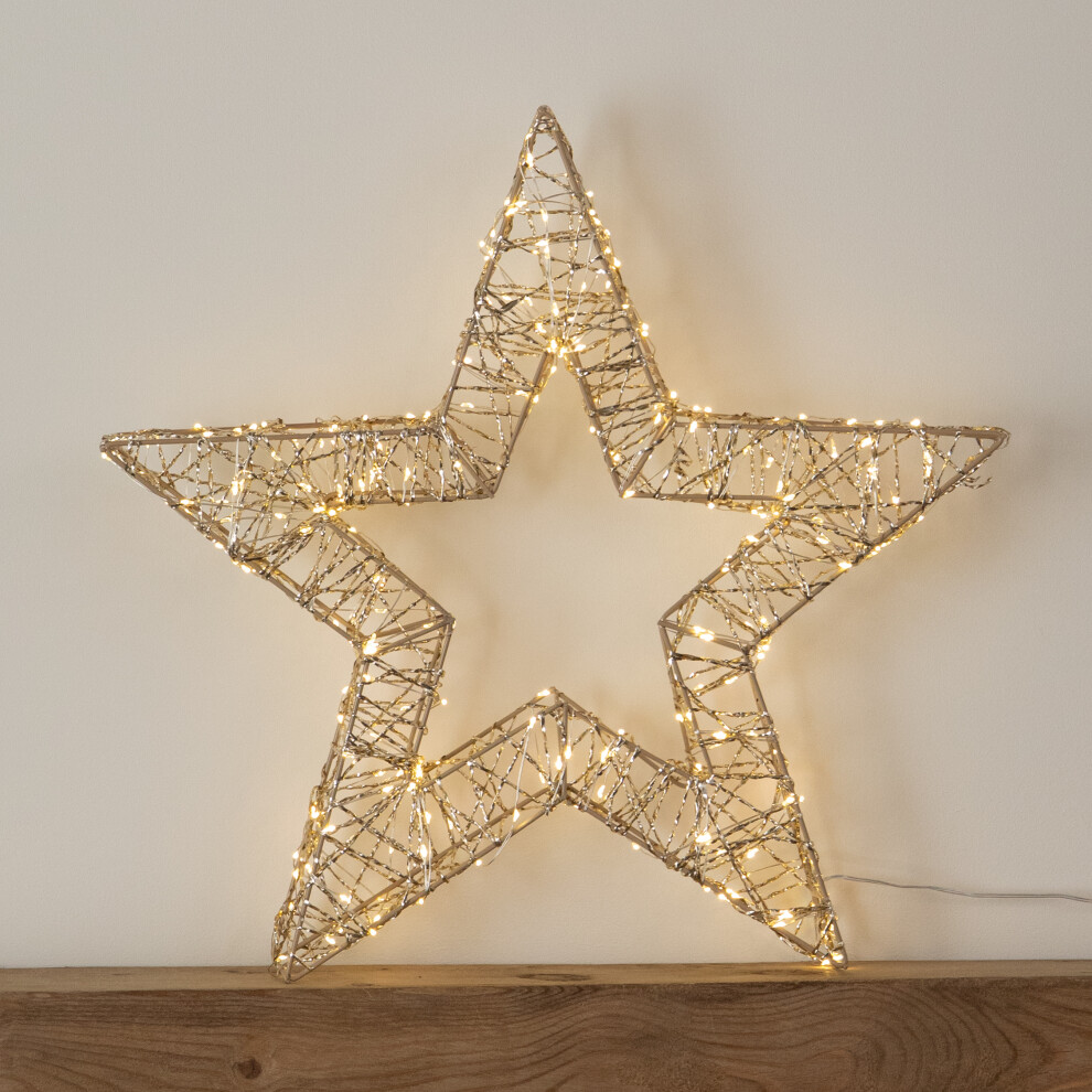 Rackhams Gold/Light/White 50Cm Up Christmas Star With 240 Warm Leds & Timer - Image 3