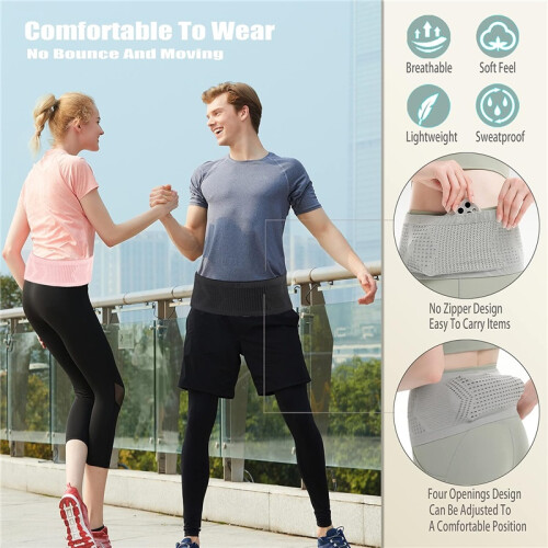 Slim Running Belt Bag Breathable Large Capacity Mesh Waist Pack Black 2