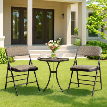 Folding Chairs Set of 2 Upholstered with Padded Seat and Back for Events Conference Black 2PCS