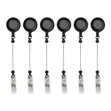 Bobines de Badges Perlées, 6 Pièces Bobines de Badges D'Identification Vierges avec Clip Porte-Badge Nominatif Noir Bricolage pour Fournitures de