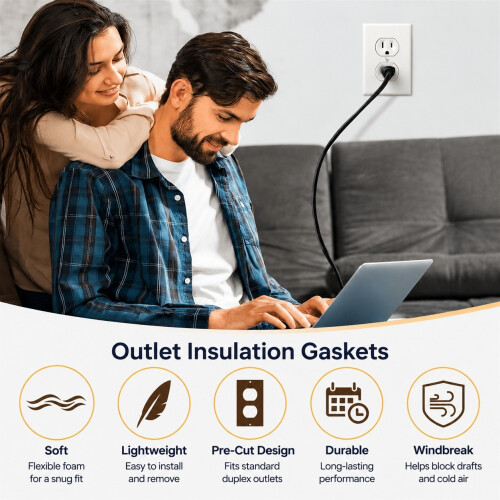 Electrical Outlet Insulation Pads, 100Pcs EVA Foam Gasket for Wall, Switch Socket Cover, White 1