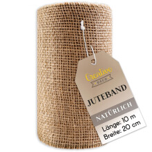 Creative Deco Juteband Jute Tischläufer Rolle 20 cm x 10 m | Hochzeitsdeko