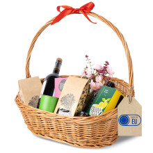 Creative Home Osterkorb Oval Einkaufskorb Weidenkorb mit Henkel 45x32x43 cm