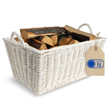 Creative Home Kaminholzkorb Weide Holzkorb für Kaminholz | Weiß 47x33x30cm