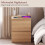 Vida Designs (Pine) Denver 2 Drawer Large Bedside Chest with Power Outlet, Modern Nightstand Storage Table 4