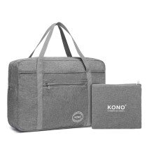 Kono Sac de voyage pliable, Gris, Nylon imperméable, 45x32x14 cm, 20 litres