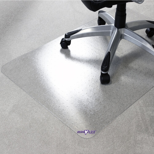 Marvelux Large Enhanced Polymer Clear Office Chair Mat for Standard Pile Carpets, 120 x 150cm Rectangular 1
