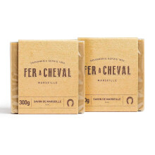 Fer Cheval Savon de Marseille Olivenölseife Würfel 300 g/10,58 oz (2er Pack) - Traditionelle französische Seife
