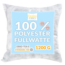 Creative Deco Füllwatte 1200g | Antiallergisch | 95 C waschbar | Praktisches Füllmaterial für Kissen-Bezug und Teddy