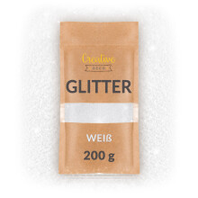 Creative Deco 200g Weiß Glitzerpulver für Wandfarbe | 0,2mm Glitzer-Pulver