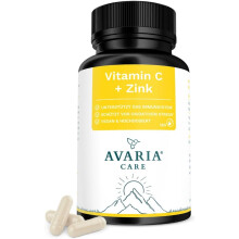 Vitamin C 1.000 mg + Zink 15 mg – 180 Kapseln, gepuffertes C & Zink-Bisglycinat, vegan & magenfreundlich – Avaria Care