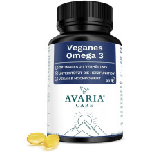 Veganes Omega 3 Algenöl – 90 Weichkapseln mit 900 mg DHA & 450 mg EPA (2:1) pro Tagesdosis, vegan – Avaria Care