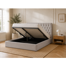 (Super King, Stone Grey) Elizabeth Ottoman Bed Frame