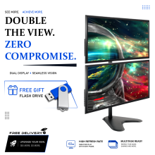 Dell Full HD 2 x 24" 1920x1080 Dual Vertical Monitors HDMI Display Port - Refurbished