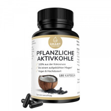 Aktivkohle Kapseln 180 Stück – pflanzlich aus Kokosnuss, 2.000 mg pro Tagesdosis, 100% vegan & ohne Zusätze – Smart Fasting