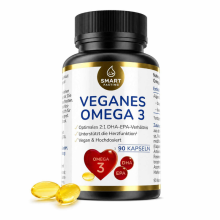 Veganes Omega 3 – 90 Weichkapseln Algenöl, 900 mg DHA & 450 mg EPA pro Tagesdosis (2:1) – DHA für die Gehirnfunktion – Smart Fasting
