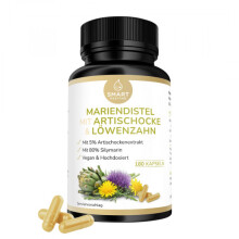 Mariendistel Komplex 180 Kapseln – 250 mg Mariendistel (80% Silymarin), Artischocke & Löwenzahn, hochdosiert & vegan – Smart Fasting