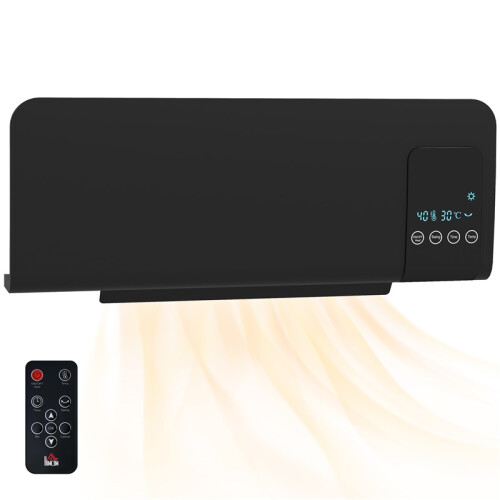 2000W Wall Mounted Heater, 18-45C Temperature, Black