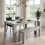 Grey Dining Table, 2 Black Tufted Velvet Chairs and 1 Bench Dining Set 1
