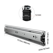 SucceBuy Rails de tiro, 18 inch, Extension complète, Acier galvanisé, Capacité 100lb pour cuisine