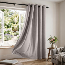 (66x84inch-Single Panel Only, Mocha) 100% Blackout Linen Curtains 185GSM Triple Layer Technology