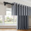 (66x84inch-Single Panel Only, Grey) 100% Blackout Linen Curtains 185GSM Triple Layer Technology 3