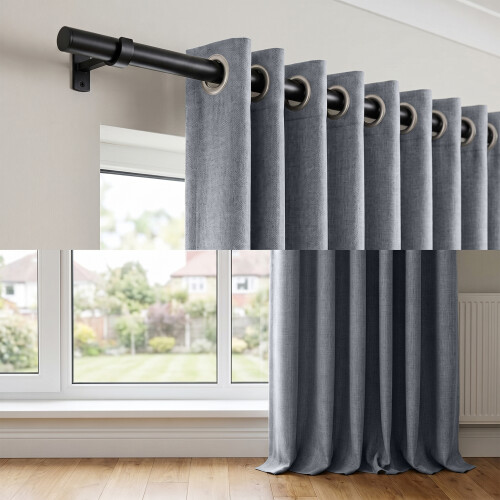 (66x84inch-Single Panel Only, Grey) 100% Blackout Linen Curtains 185GSM Triple Layer Technology 2