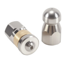 2X Sewer Jetter Hose Nozzle,High Pressure Washer Hose Nozzle,1 Button Nose Nozzle & 1 Rotating Nozzle,1/4 Inch Pack of 2