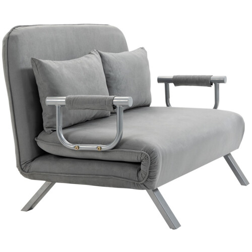 Two-Seater Click-Clack Sofa Bed - Light Grey 1