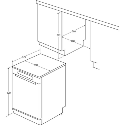 Candy Candy CFP 4D9F0B-80 RapidO Full Size Dishwasher Black D Rated 2