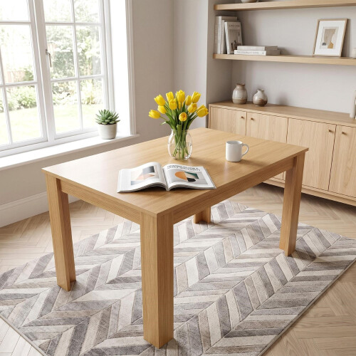 Wooden Rectangle Oak Dining Table (140x80x75cm)