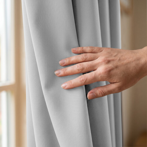 Imperial Rooms (Blackout Ringtop - Light Grey) 66x84 Dual Panel Curtains with Free Tiebacks | Premium Quality Drapes 2