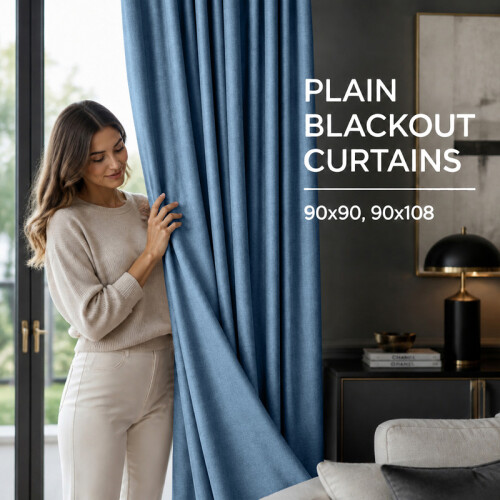 Imperial Rooms (Linen Ringtop - Blue) 66x84 Dual Panel Curtains with Free Tiebacks | Premium Quality Drapes 1