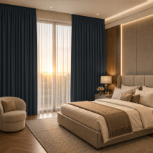 (Blackout Pencil Pleat - Black) 66x84 Dual Panel Curtains with Free Tiebacks | Premium Quality Drapes
