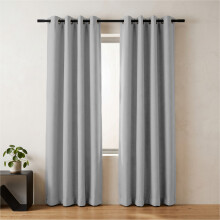 (Blackout Ringtop - Light Grey) 66x84 Dual Panel Curtains with Free Tiebacks | Premium Quality Drapes