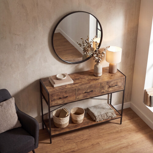 Vida Designs (Dark Wood) Brooklyn 3 Drawer Console Table Hallway Storage 2