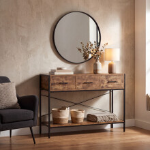 (Dark Wood) Brooklyn 3 Drawer Console Table Hallway Storage