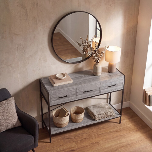 Vida Designs (Grey) Brooklyn 3 Drawer Console Table Hallway Storage 2