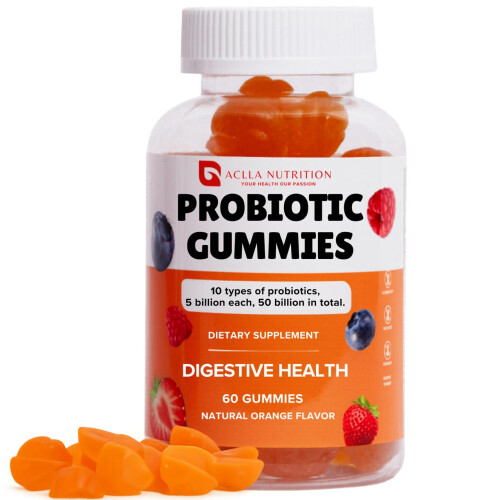 Aclla Probiotic Gummies, 50 Billion CFU,10 Strains