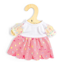 Vestido para boneca - BIGJIGS - Rosa com bolinhas - Mangas bufantes - Lavável - Para bonecas de bebê (3+)