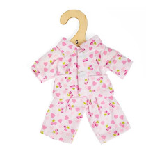 Conjunto de pijama para boneca - BIGJIGS - pijama de dia - para bonecas ~25 cm - rosa cerejas & corações - camisa com botões e calça